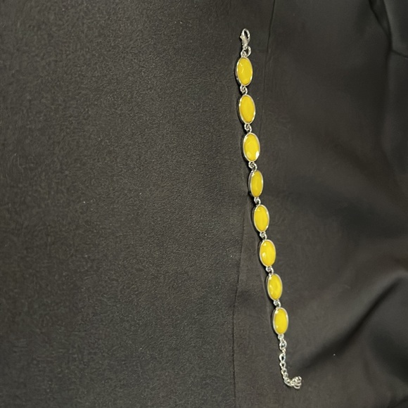 Yellow stone bracelet with silver accent. Extender enclosure to adjust fit. - Picture 5 of 5